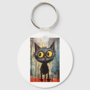 Black Cat With Yellow Eyes Keychain