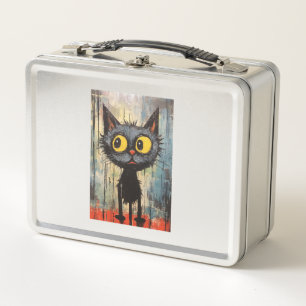 Black Cat With Yellow Eyes Metal Lunch Box
