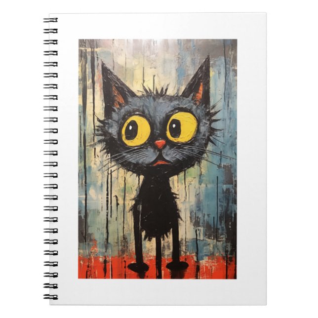 Black Cat With Yellow Eyes   Notebook (Front)