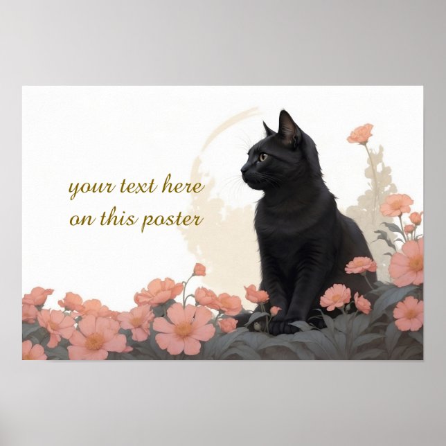 black cat with your text or without text poster (Front)