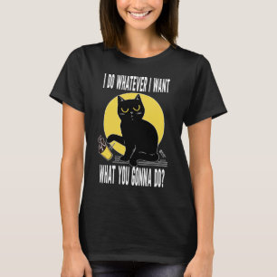 Black Cat Women Black T-Shirt