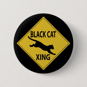 Black Cat Xing 2 Inch Round Button