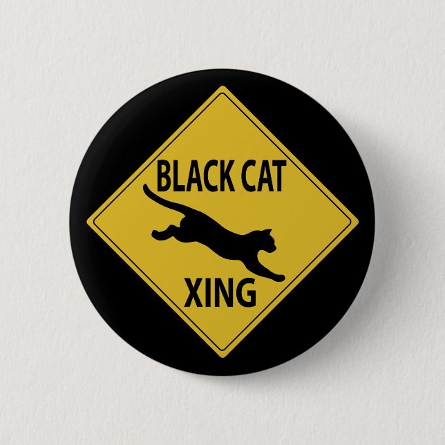 Black Cat Xing 2 Inch Round Button (Front)
