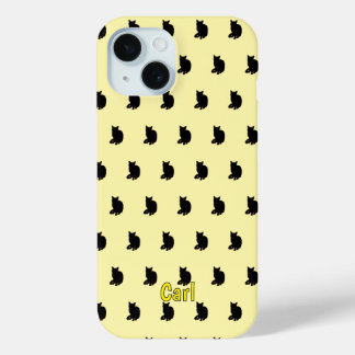 Black Cat (Yellow) iPhone 15 Case