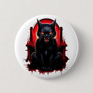 Black Cat Yellow Eyes Cats Angry 2 Inch Round Button