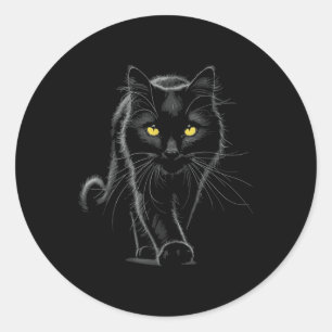 Black Cat Yellow Eyes Cats  Classic Round Sticker