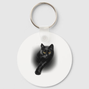 Black Cat Yellow Eyes Keychain