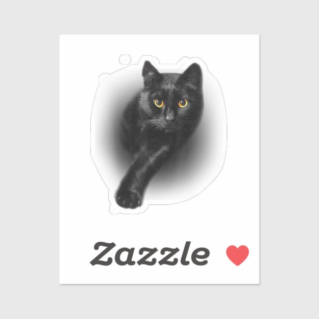 Black Cat Yellow Eyes T-Shirt Cats Tee (Sheet)