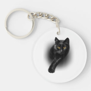 Black Cat Yellow Eyes T-Shirt Cats Tee Keychain
