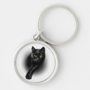 Black Cat Yellow Eyes T-Shirt Cats Tee Keychain
