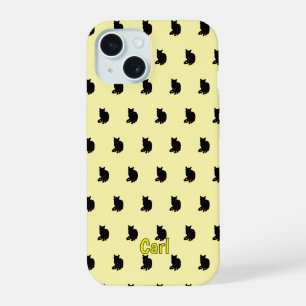 Black Cat (Yellow) iPhone 15 Case