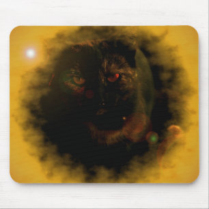 black cat yellow sunburst mouse pad