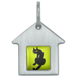BLACK CAT ,Yellow topaz Pet Name Tag