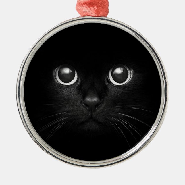 Black Cat Yule Christmas Ornament (Front)