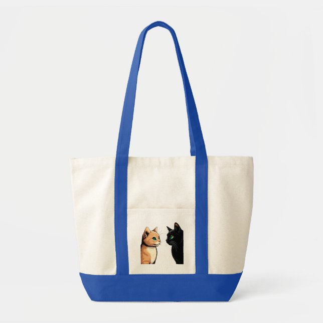 Black Cat Zoning Out - Funny Kitten Meme Tote Bag (Front)
