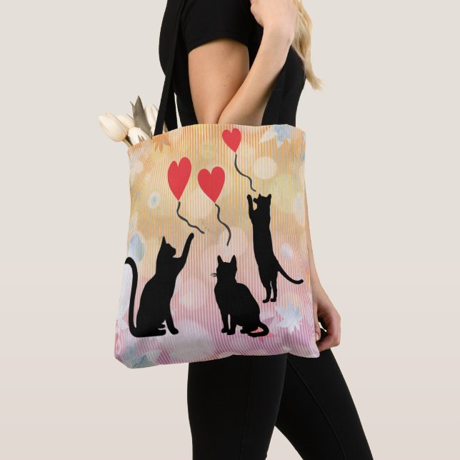 Black Cats And Balloons Tote Bag (Close Up)