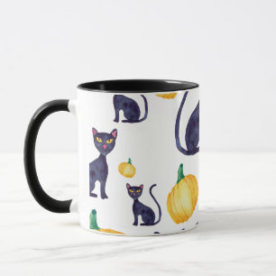 Black Cats and Orange Pumpkins For Halloween Mug