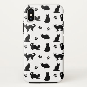 Black Cats and Paw Prints Pattern Case-Mate iPhone Case