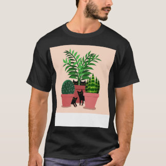 Black Cats and Potted Plants T-Shirt