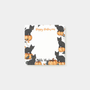 Black cats and Pumpkin Happy Halloween Post-it Notes