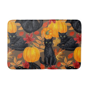 Black cats and pumpkins 2 bath mat