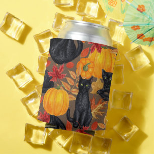 Black cats and pumpkins 2 can cooler