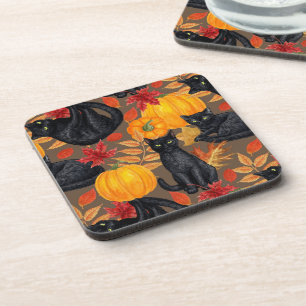 Black cats and pumpkins 2 coaster