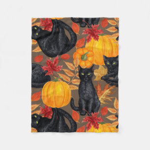 Black cats and pumpkins 2 fleece blanket