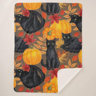 Black cats and pumpkins 2 sherpa blanket