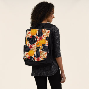Black cats and pumpkins  backpack