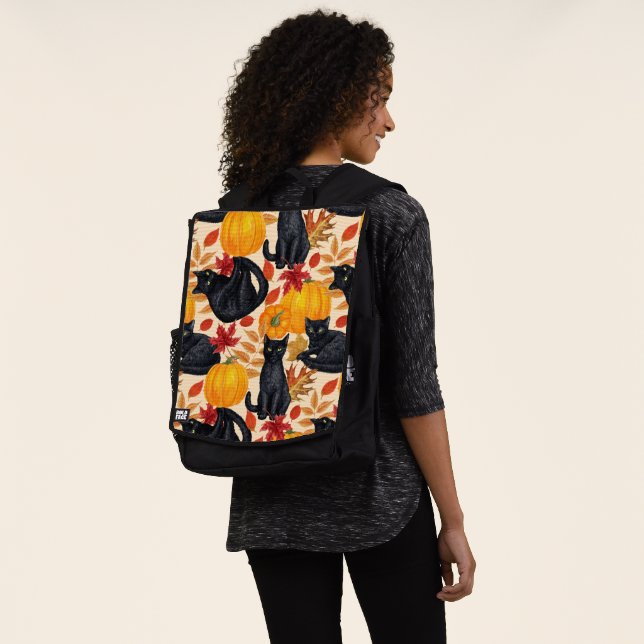 Black cats and pumpkins  backpack (Worn)