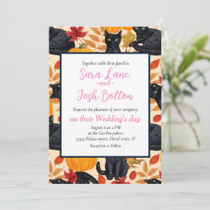 Black cats and pumpkins invitation