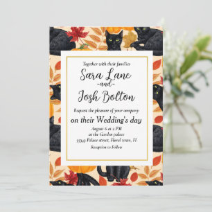 Black cats and pumpkins  invitation
