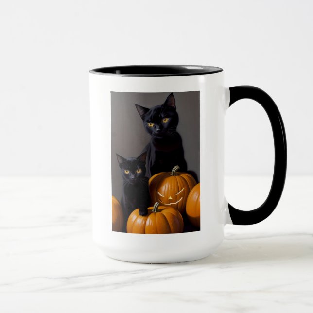 Black Cats and Pumpkins Mug (Right)