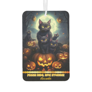 Black cats and pumpkins on Halloween night Air Freshener