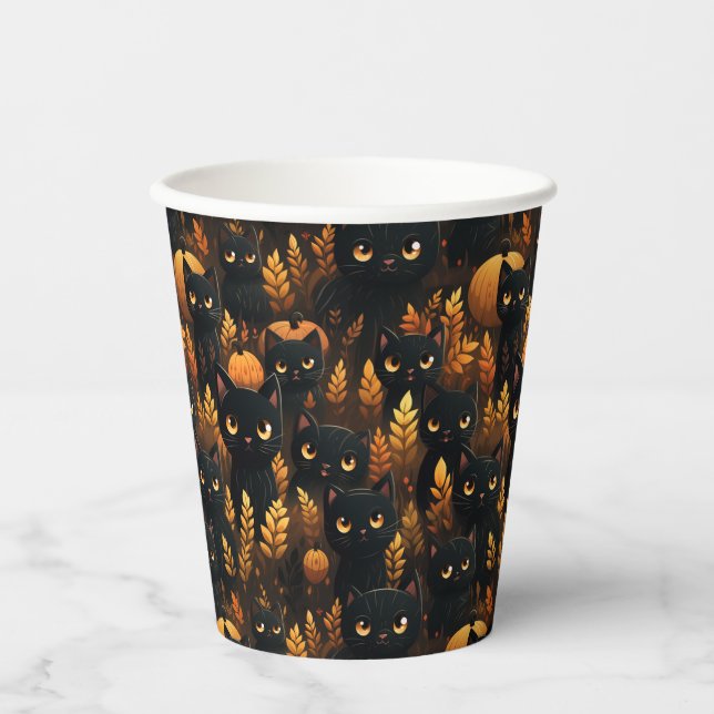 Black Cats and Pumpkins Paper Cups (Front)