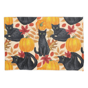 Black cats and pumpkins  pillowcase