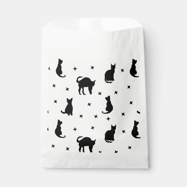 Black cats and Stars Halloween Favour Bag (Front)