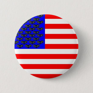 Black Cats And Stripes Flag 2 Inch Round Button