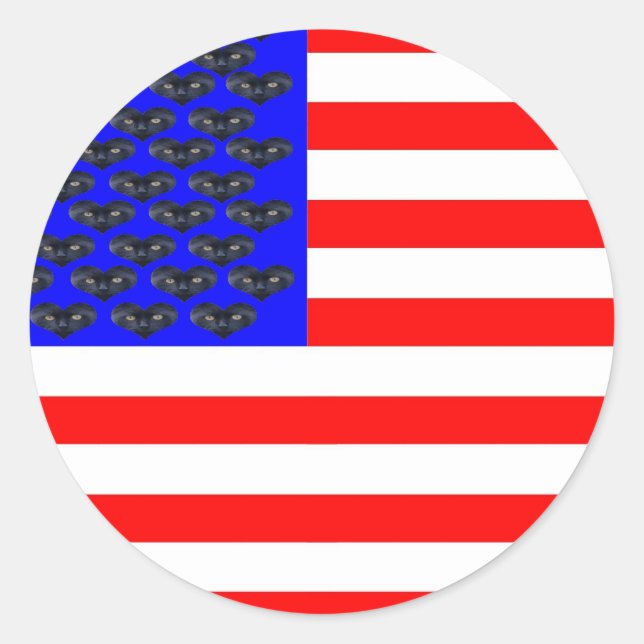 Black Cats And Stripes Flag Classic Round Sticker (Front)