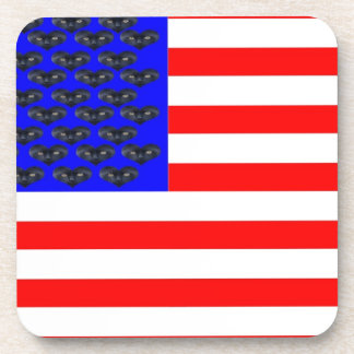 Black Cats And Stripes Flag Coaster