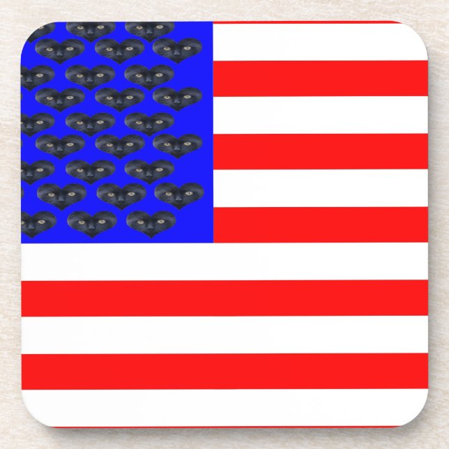 Black Cats And Stripes Flag Coaster (Front)