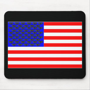 Black Cats And Stripes Flag Mouse Pad