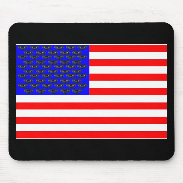 Black Cats And Stripes Flag Mouse Pad (Front)