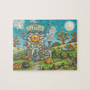 BLACK CATS AND WITCH, PUMPKIN PIE FACTORY PUZZLE