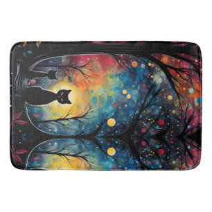 Black cats bath mat