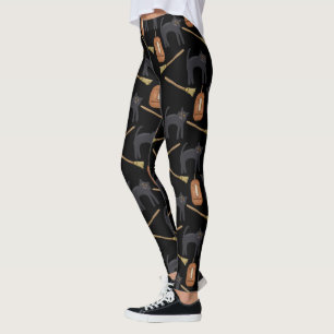 Black Cats, Brooms, Pumpkins   Halloween Leggings