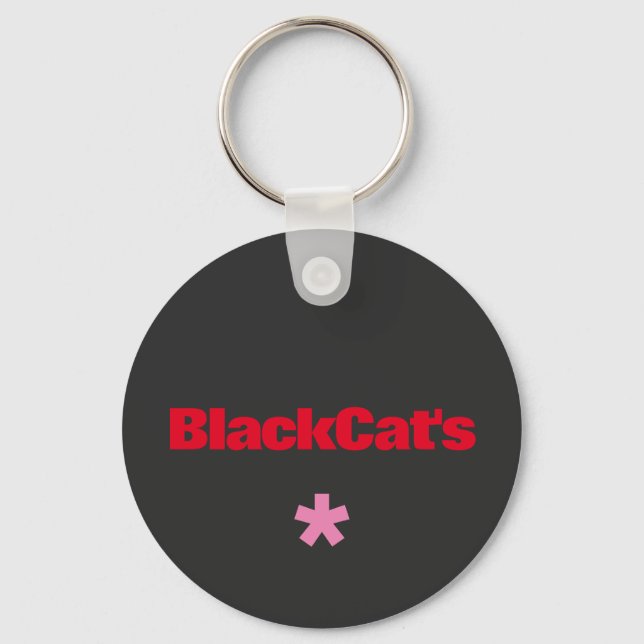 Black Cat's * Button Keychain (Front)