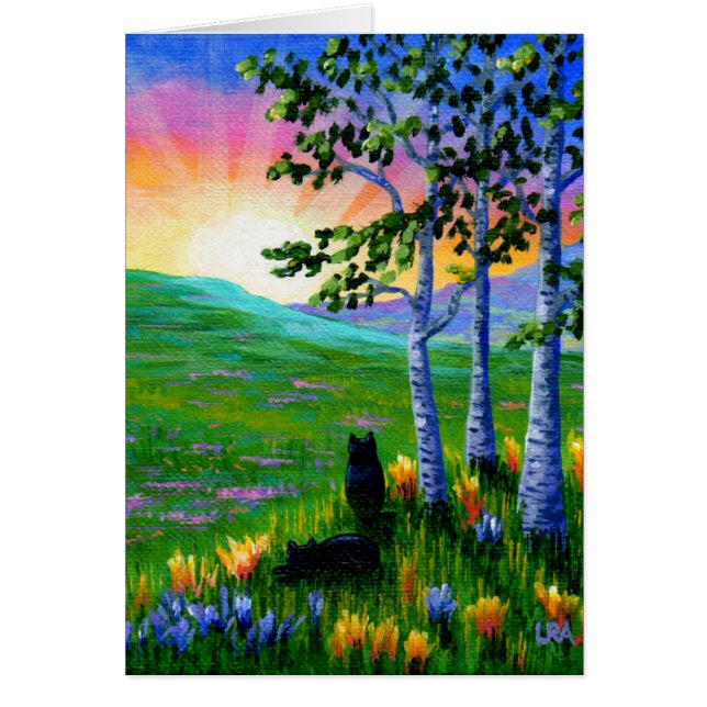 Black Cats Colourful Sunset Landscape Creationarts (Front)