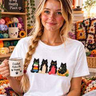 Black Cats crocheters Shirt, Cat Lover Knitter Tri-Blend Shirt